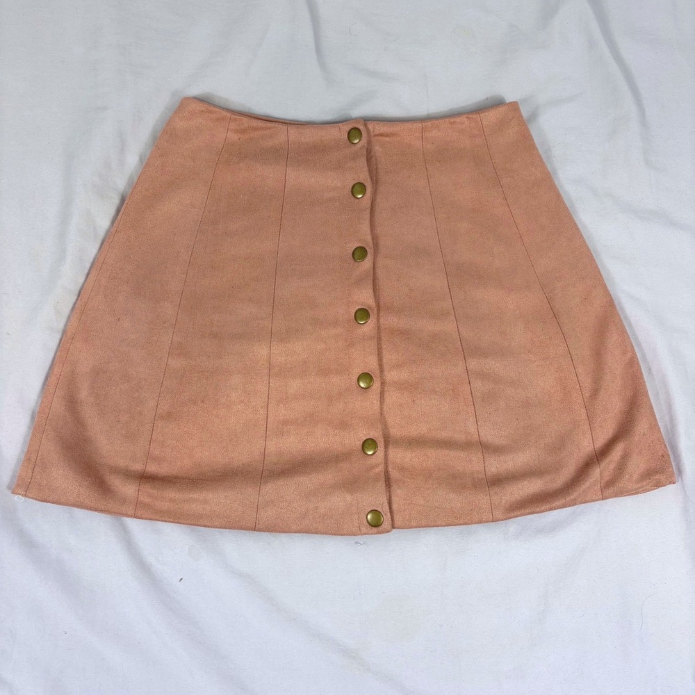 Altard‎ State Women Button Front Skirt Dusty Rose S Faux Suede Western Boho